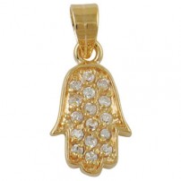 Gold Filled Zirconium Hamsa Pendant